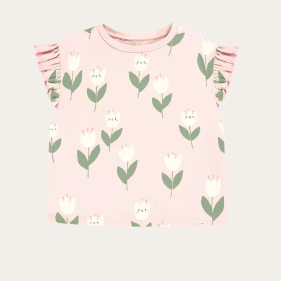 Adorable pink tulips t-shirt designed in Canada 12-18 - Picture 1 of 3